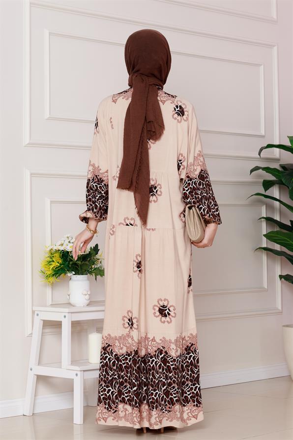 Leopar Desenli Robalı Viscon Elbise-VİZON