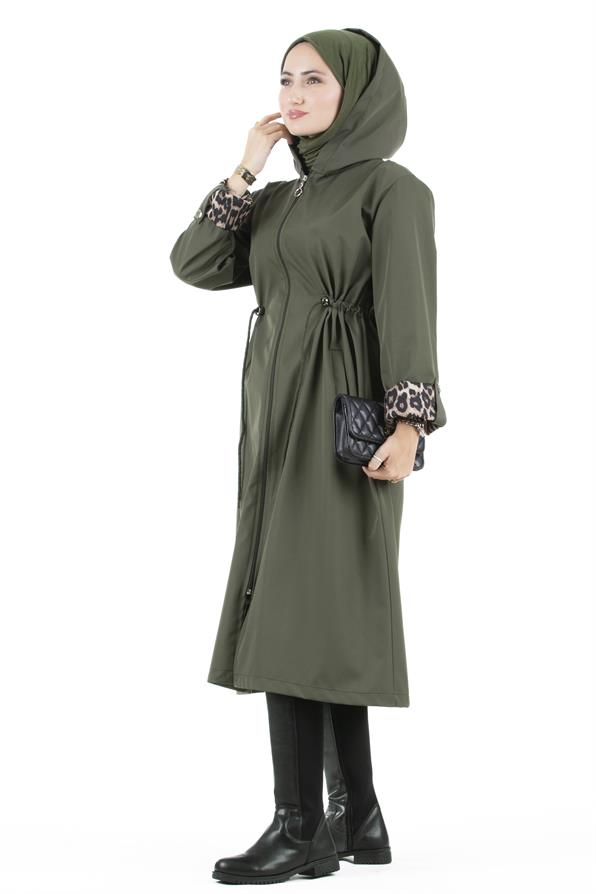 ترنشكوت بنمط النمر-اللون الأخضر الهاكي