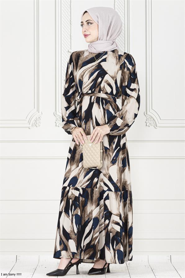 Mimosa Viscose Belted Dress - Dark Blue