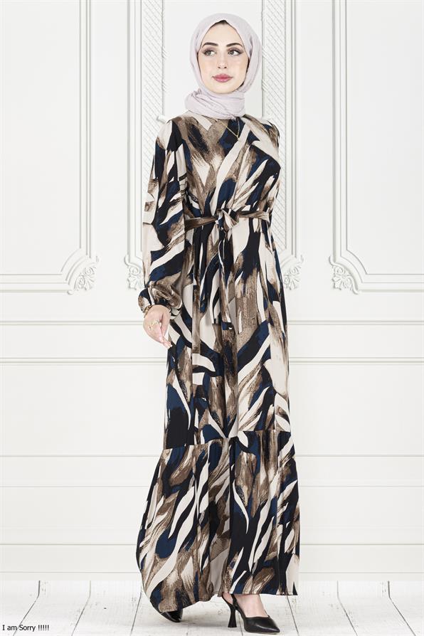 Mimosa Viscose Belted Dress - Dark Blue