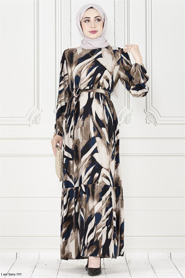Mimosa Viscose Belted Dress - Dark Blue