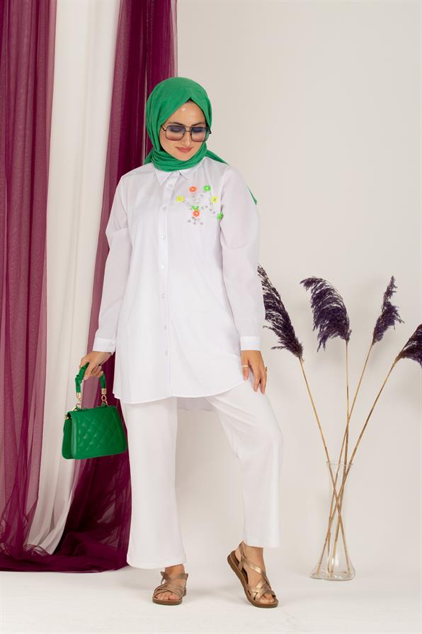 Neon Bead Detailed Tunic-White