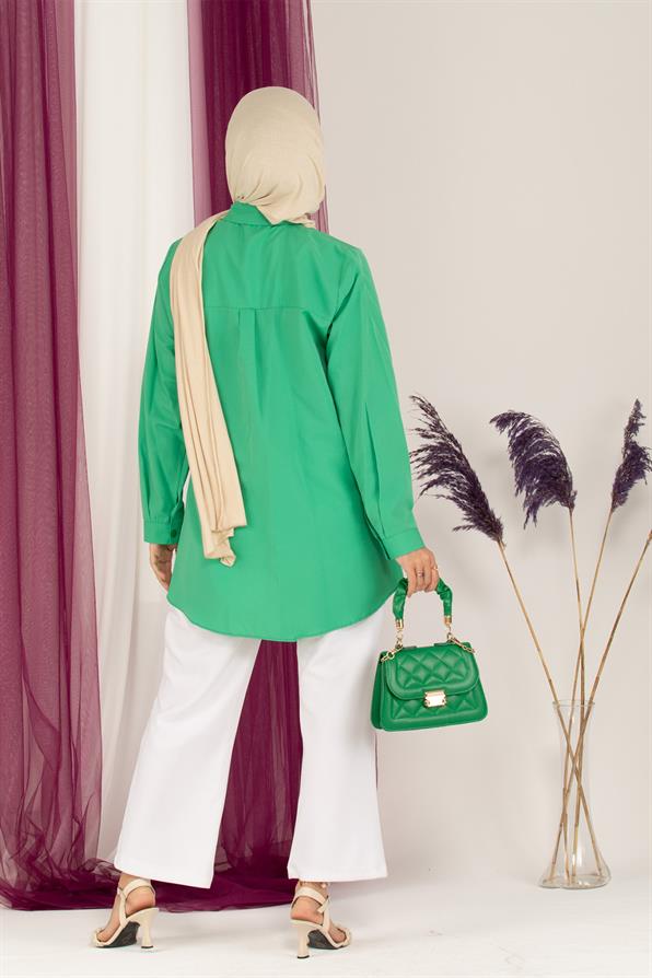 Neon Boncuk Detaylı Tunik-Yeşil