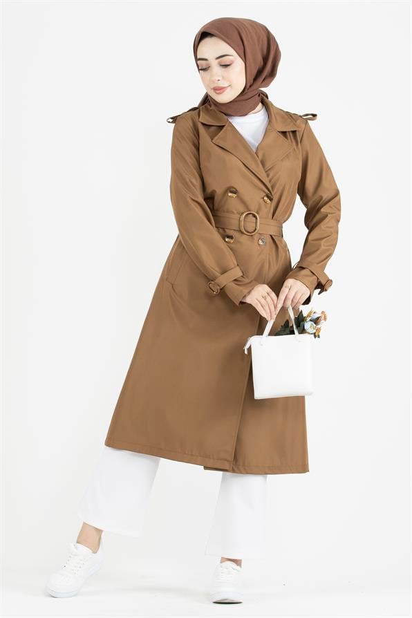 ترنشكوت بالإكيت على الكتف-اللون العسلي