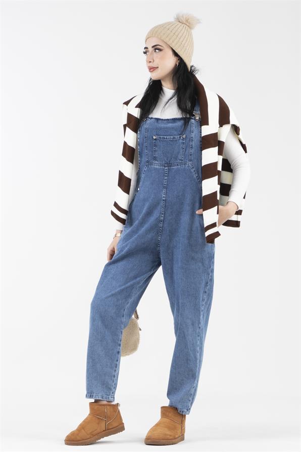 Pocketed Overalls-Blue color