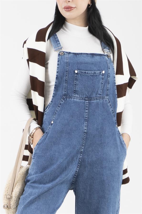 Pocketed Overalls-Blue color