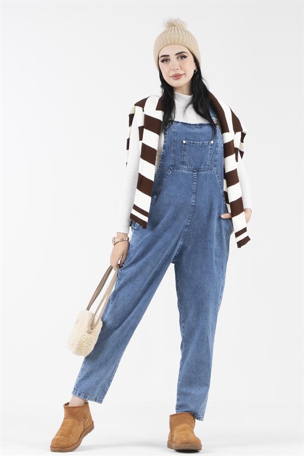 Pocketed Overalls-Blue color