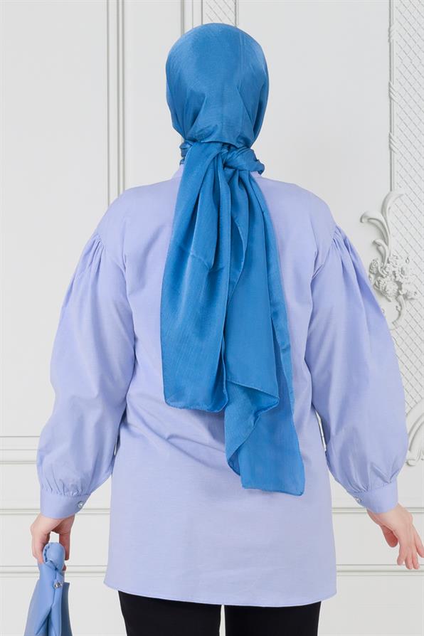 تونيك مزين بوردة أمامية لون أزرق فاتح