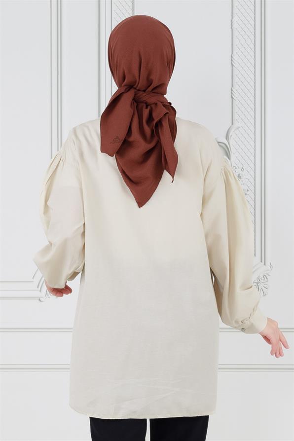 Front Rose Detailed Tunic-Beige
