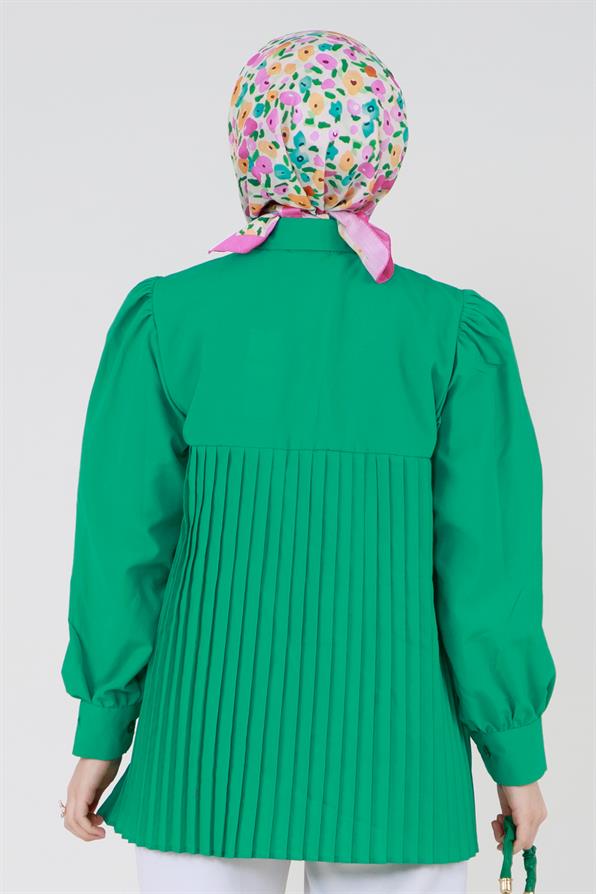 قميص بأمام مجعد - أخضر بنيتون