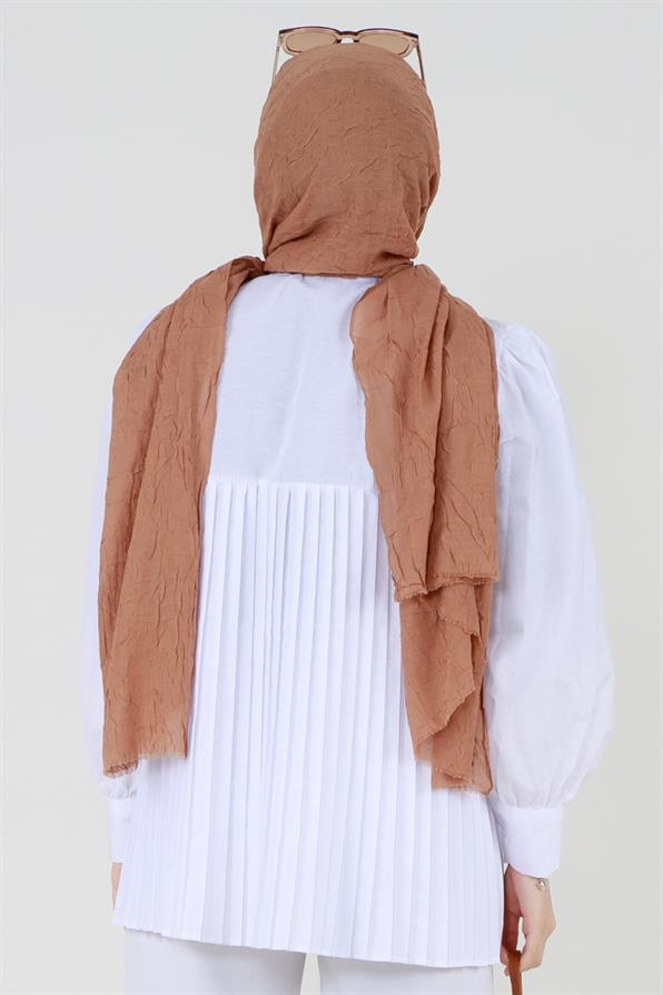 قميص بأمام مجعد - أبيض