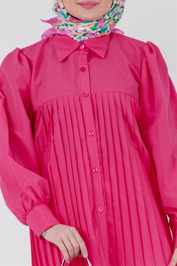 قميص بأمام مجعد - فوشيا