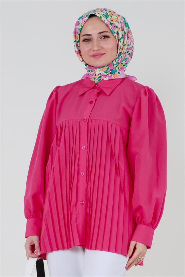 قميص بأمام مجعد - فوشيا
