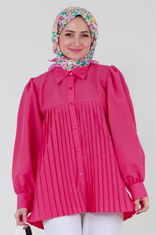 قميص بأمام مجعد - فوشيا