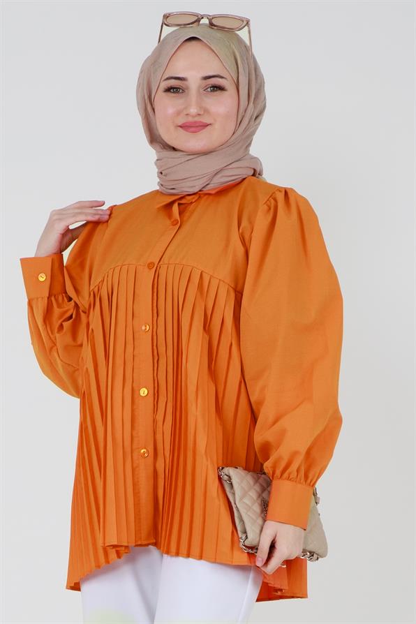 قميص بأمام مقصوصة - برتقالي