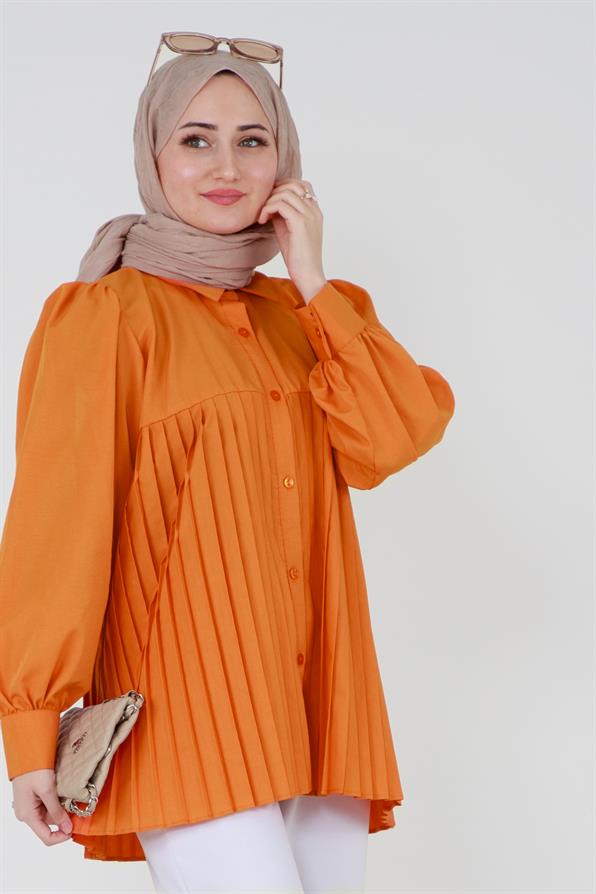 قميص بأمام مقصوصة - برتقالي