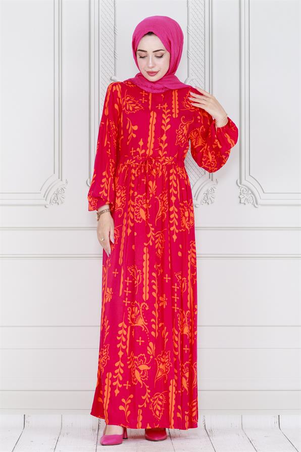 فستان فيسكوز -اللون وردي