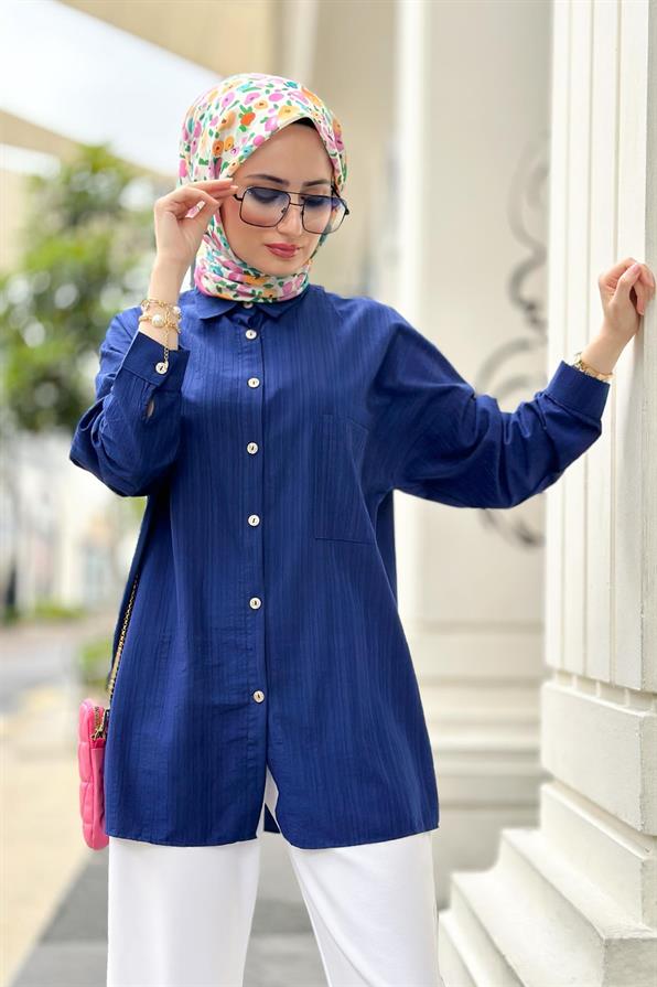 Oversize Shirt Navy Blue