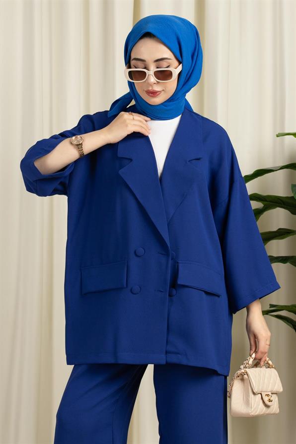 Oversize Takım Saks Mavisi