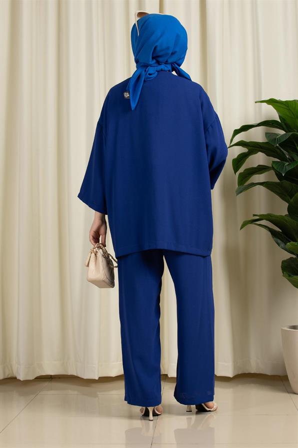 Oversize Takım Saks Mavisi