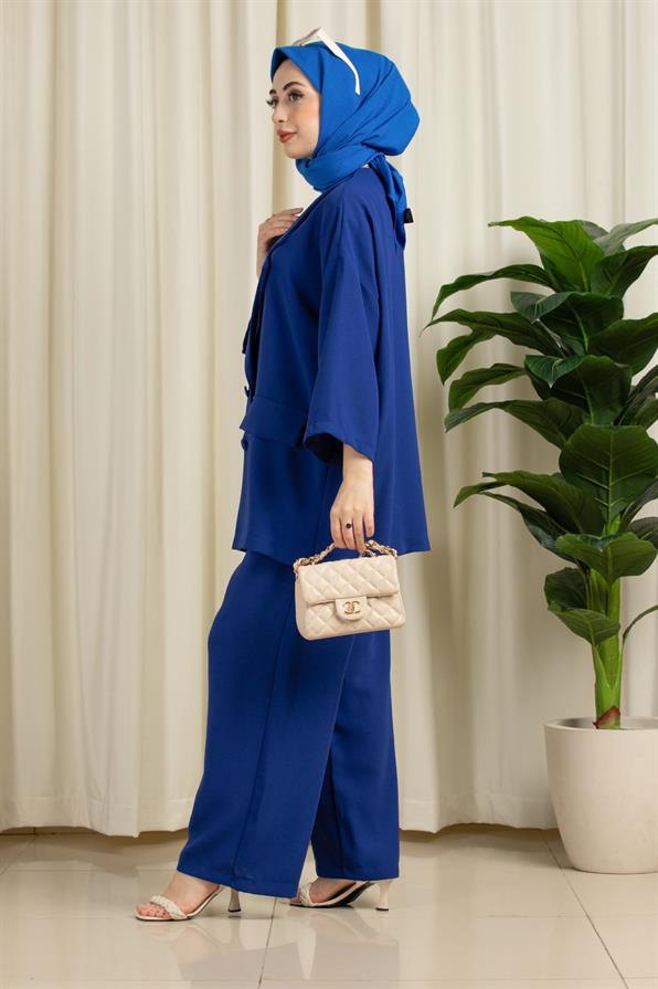 Oversize Takım Saks Mavisi
