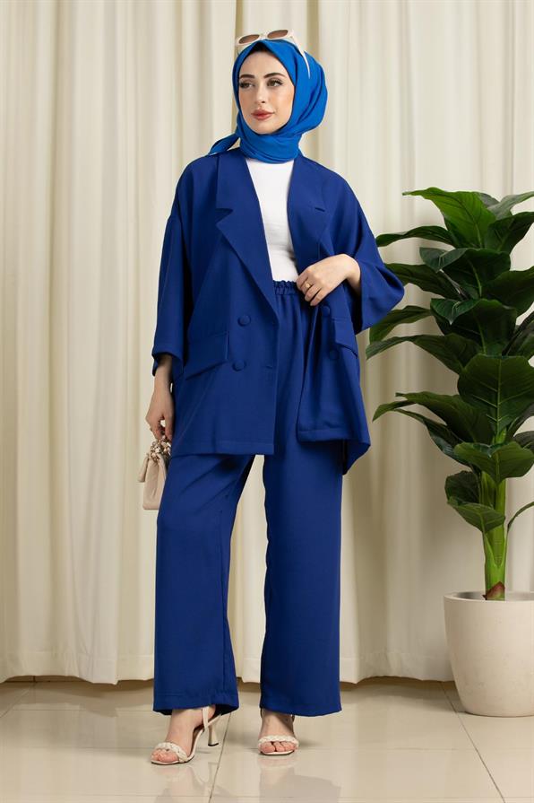 Oversize Takım Saks Mavisi