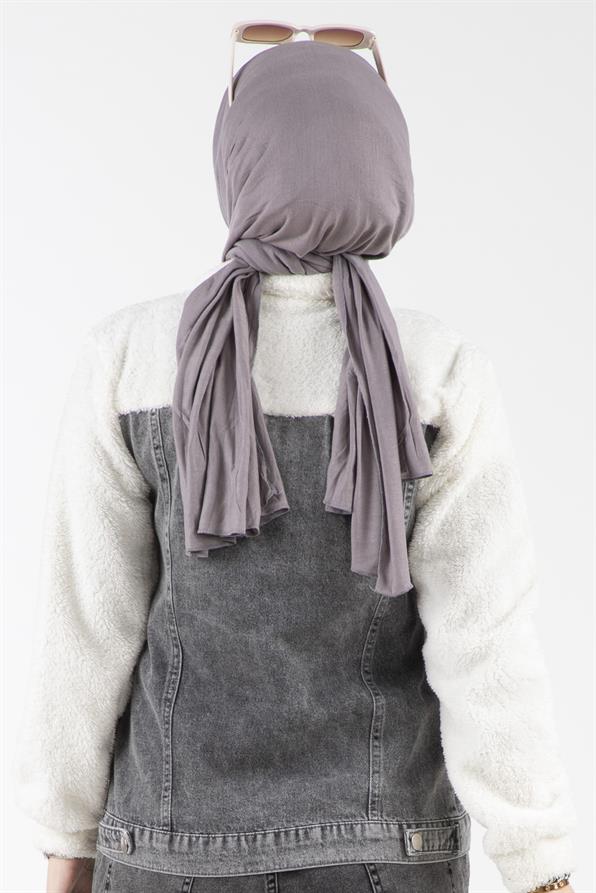 Peluş Detaylı Kot Ceket-Gri