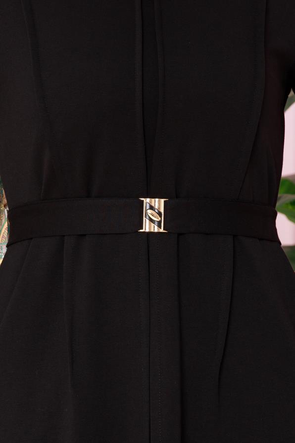 فستان بطيات - لون أسود