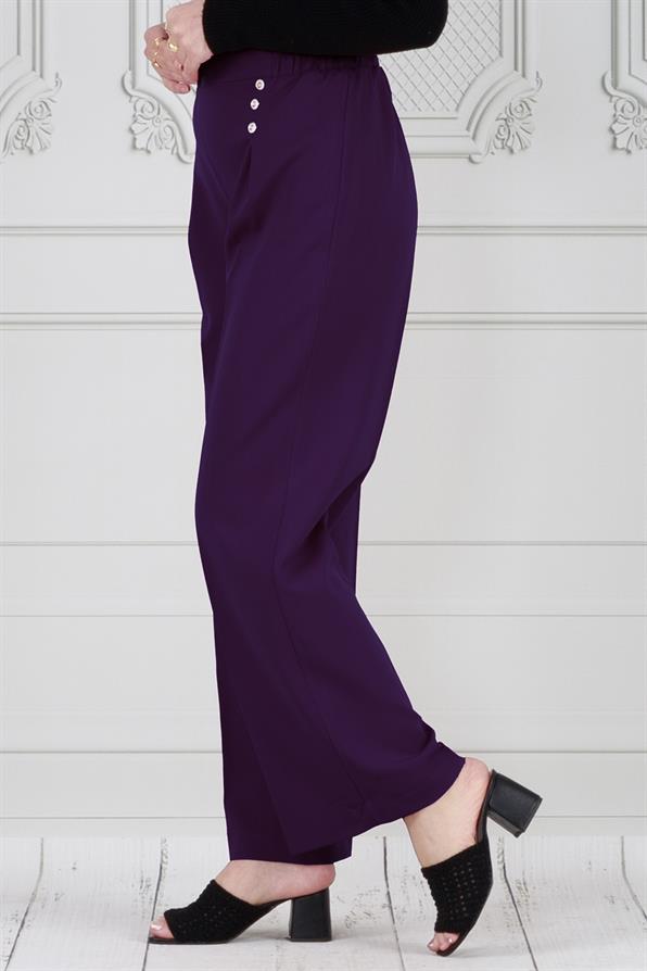بنطلون بثلاثة أزرار مفصل بطيات-أرجواني
