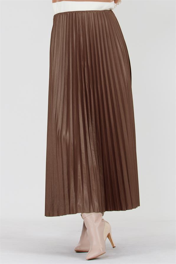 Pleated Detailed Skirt - Mink
