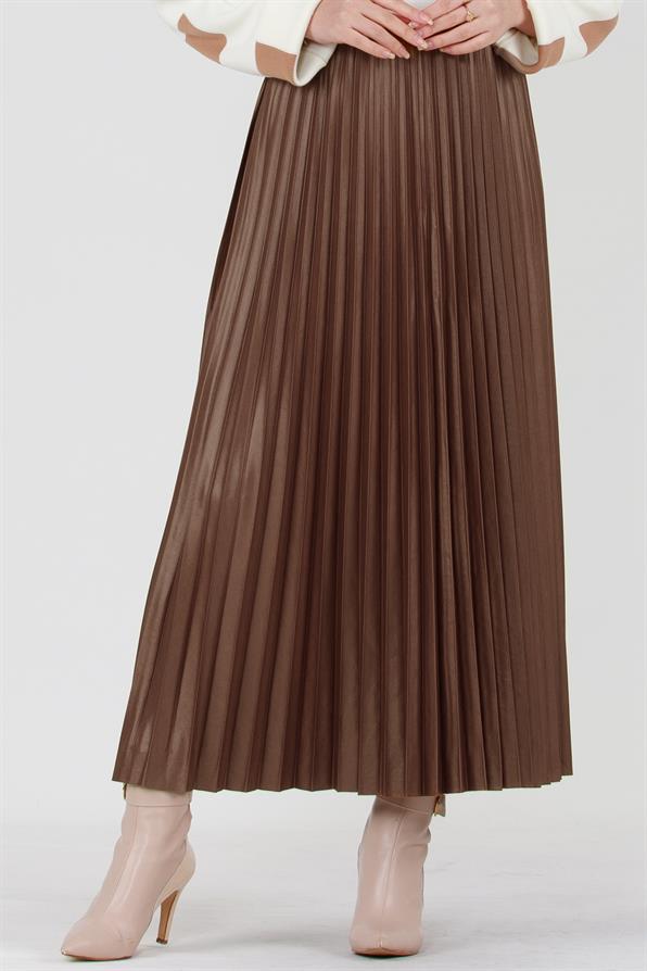 Pleated Detailed Skirt - Mink