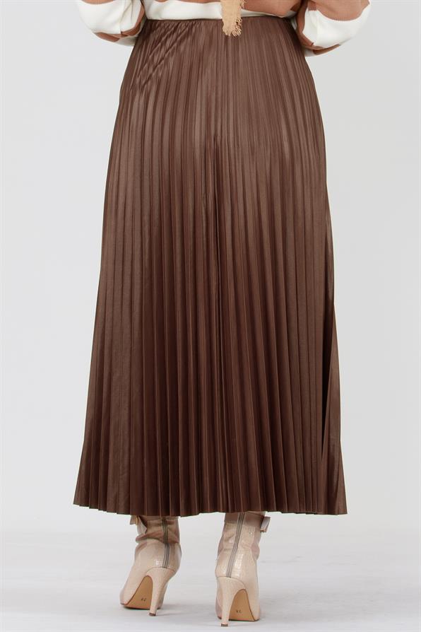 Pleated Detailed Skirt - Mink
