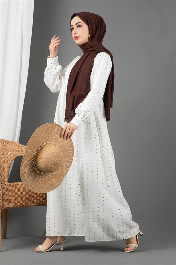 Spot Desing Lined Dress-Black White