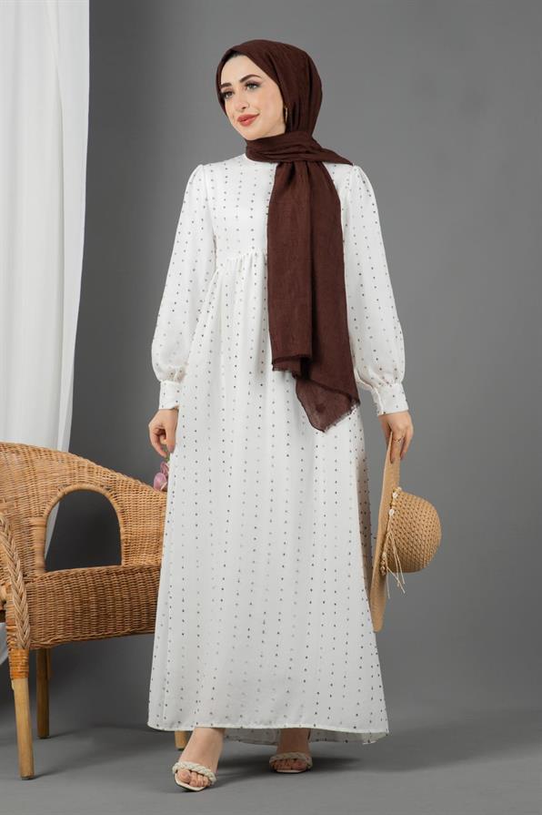 Spot Desing Lined Dress-Black White