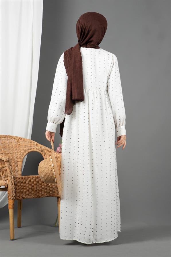 Spot Desing Lined Dress-Black White