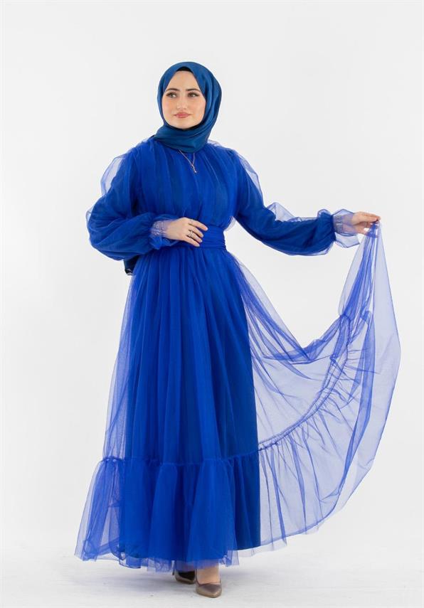 Prenses Model Abiye-Saks mavi