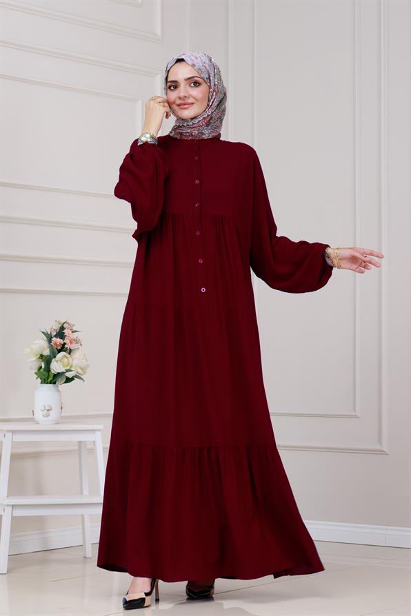 Robalı Azra Elbise-Bordo