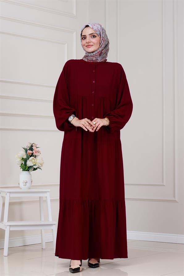 Robalı Azra Elbise-Bordo