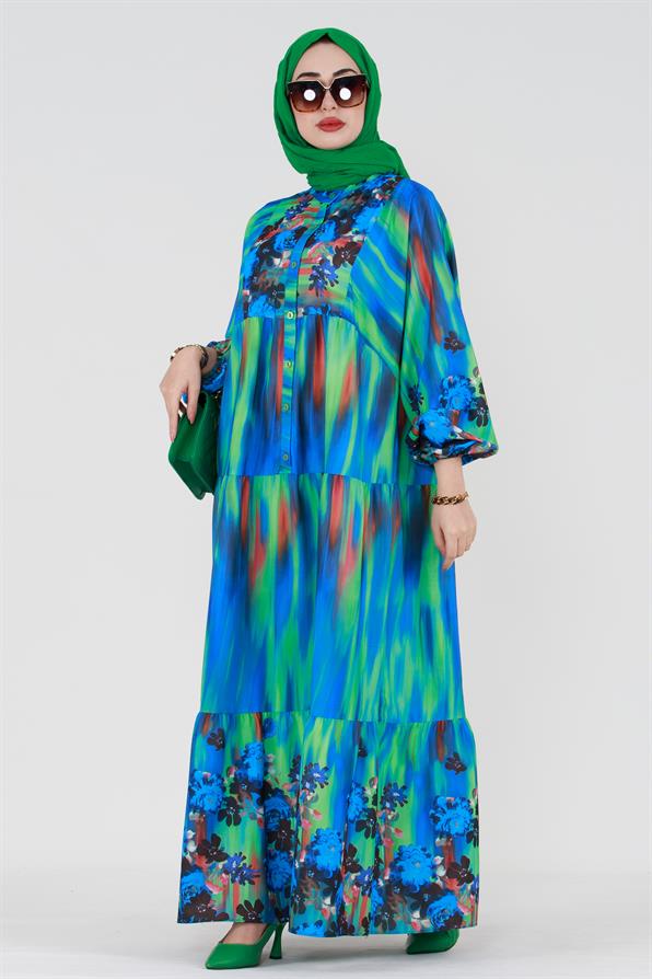 Robalı Bahar Elbise-Yeşil