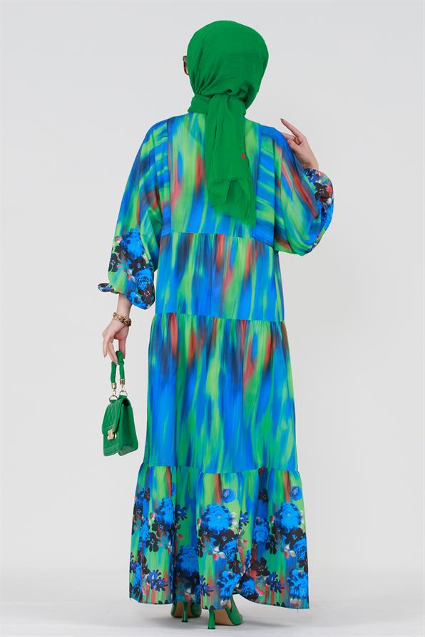 Robalı Bahar Elbise-Yeşil