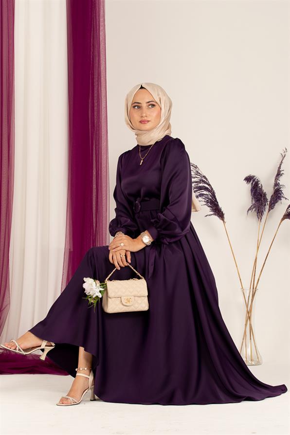 Rüya Saten Abiye-mor