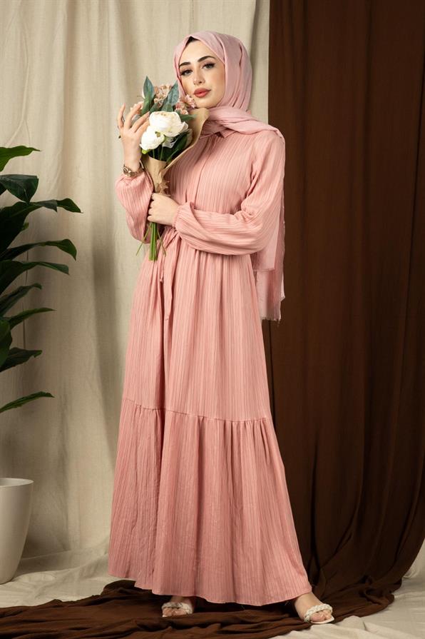 Sena Waist Tunnel Dress-Salmon