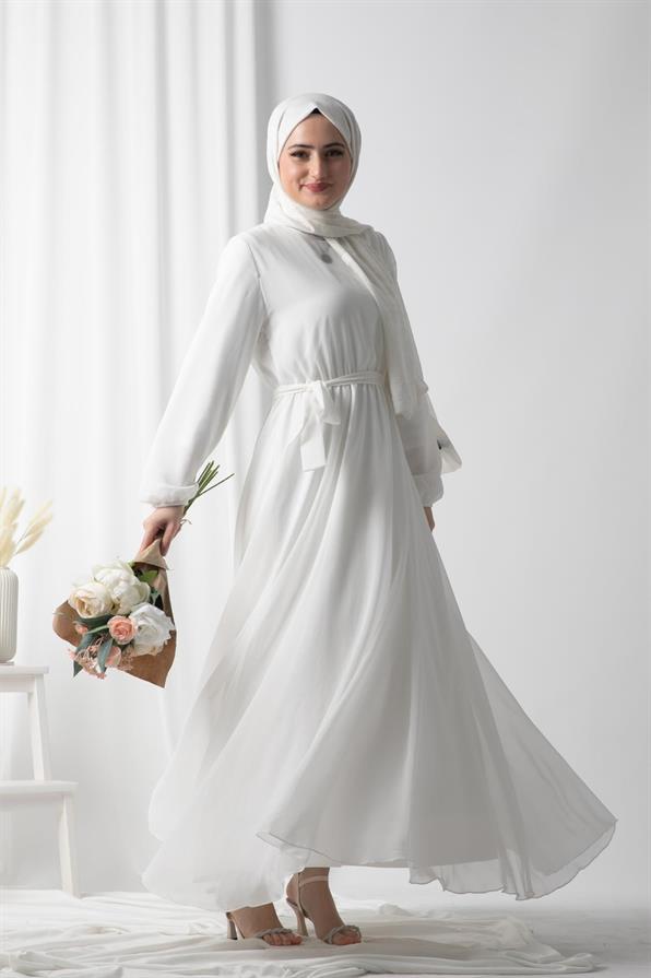 Chiffon Dress-White