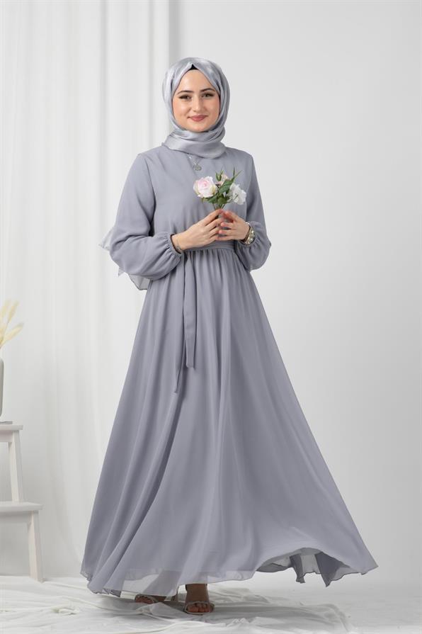 Chiffon Dress-Grey