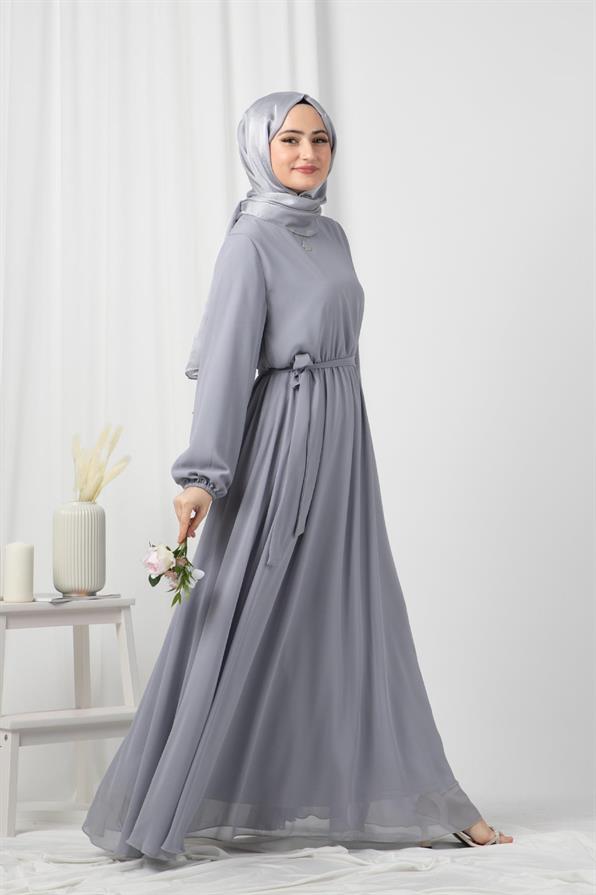 Chiffon Dress-Grey