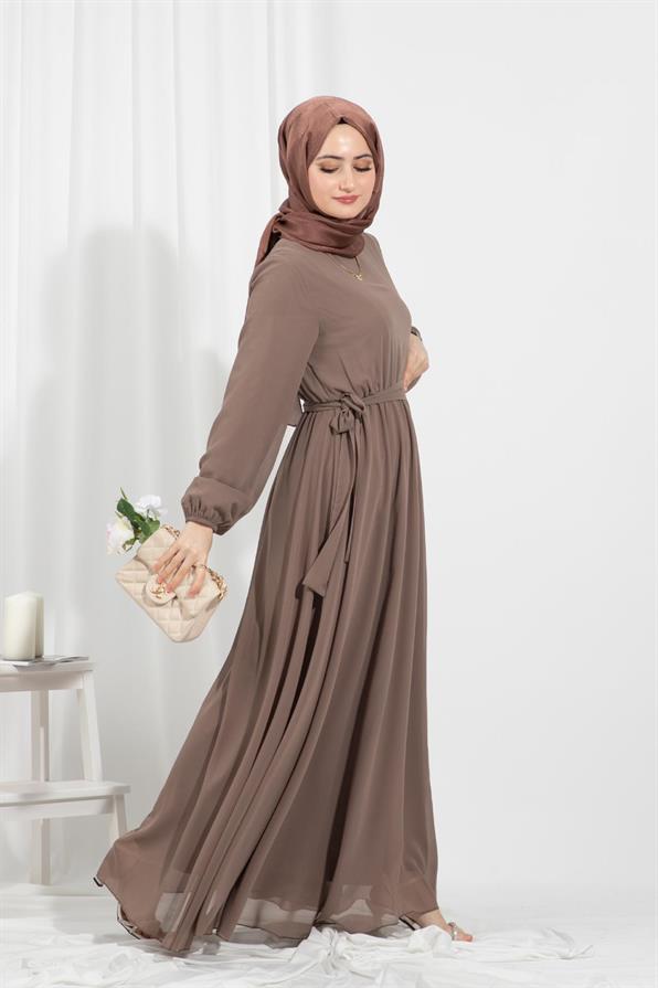 Chiffon Dress-Light Brown