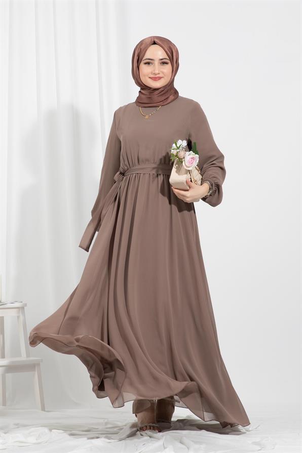 Chiffon Dress-Light Brown