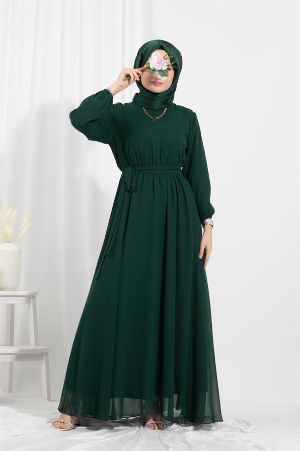 Chiffon Dress-Emerald Green
