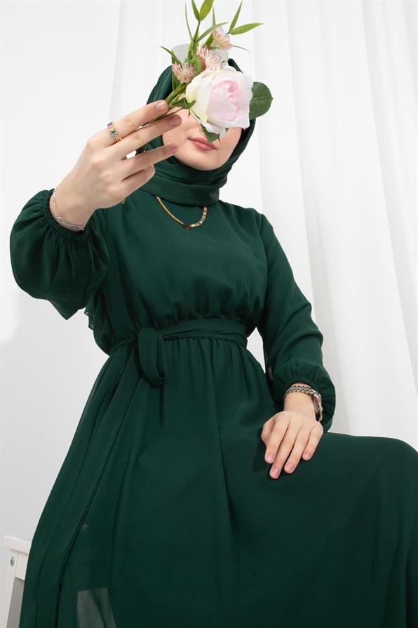 Chiffon Dress-Emerald Green