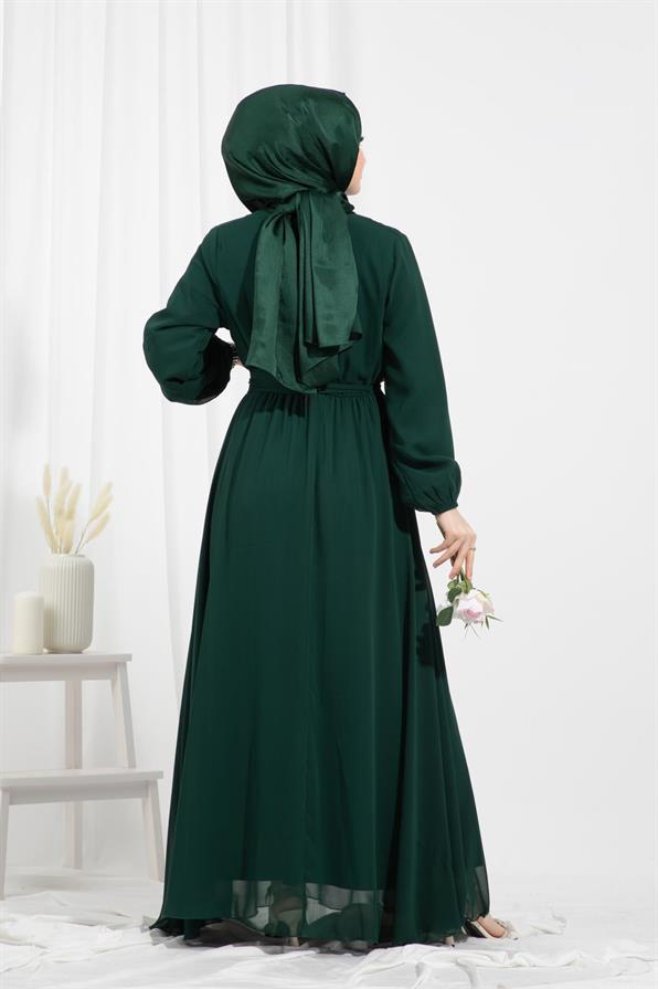 Chiffon Dress-Emerald Green